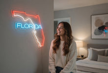 Load image into Gallery viewer, Florida state map Neon Sign, US map neon sign, Florida map neon sign, Neon Florida State Map neon sign, neon sign of the U.S. state