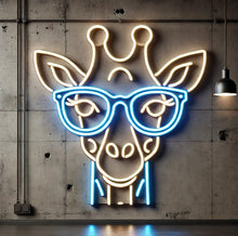 Load image into Gallery viewer, Giraffe in Glasses Neon Sign, Safari animal neon sign, Cool giraffe neon sign