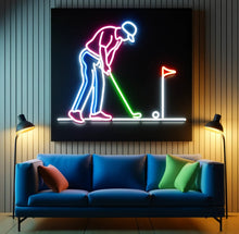 Load image into Gallery viewer, Golfer Aiming neon sign, Golf Player Swing neon sign, Golf Shot Setup neon sign Multicolor