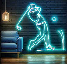 Load image into Gallery viewer, Golf player neon sign, neon sign for a golf player hitting a golf ball, Golf Game Neon Signs, Golf LED Neon Sign, Golf Ball LED Neon Sign