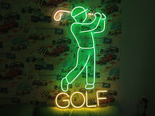 Load image into Gallery viewer, Golf Neon Sign with Golfer | Custom Golf LED Neon Light for Man Cave, Bar or Game Room Decor green