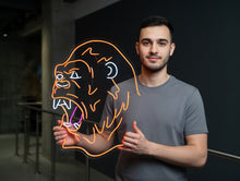 Load image into Gallery viewer, Gorilla Head Neon Sign – Wild Glow LED Accent | Custom Neon Artwork For Jungle-Inspired Spaces
