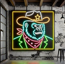 Load image into Gallery viewer, Gorilla in cowboy hat Neon sign, Gorilla sherif neon light, Neon sign with gorilla, Monkey neon light
