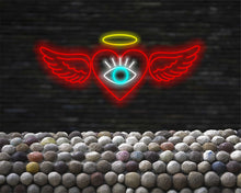Load image into Gallery viewer, Heart Wings Halo Eye Neon Sign, Sacred Heart Neon Sign, Spiritual Yoga Neon Sign Red