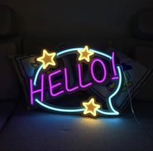 Load image into Gallery viewer, Hello Neon Sign, Neon light, Neon Light 'HELLO' purple