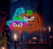 Load image into Gallery viewer, Neon Halloween pumpkin sign, Haunted house neon decor, Unique Halloween neon sign, Orange neon pumpkin light, Neon Halloween decorations