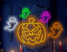 Load image into Gallery viewer, Pumpkin Neon Sign, Halloween Party Lighting, Spooky Neon Sign, Neon Pumpkin Light, Glowing Pumpkin Sign, Pumpkin Patch Neon Light