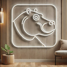 Load image into Gallery viewer, Hippopotamus neon sign, Neon hippo sign, Neon head hippo sign, Hippo neon art, Hippopotamus light sign, Custom hippo neon, Hippo LED sign