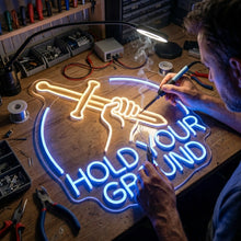 Load image into Gallery viewer, Sword in Hand Neon Sign, Hold Your Ground Neon Sign, Warrior Blade Neon Sign