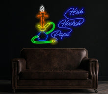 Load image into Gallery viewer, Custom Hookah Smoking Shisha Neon Sign, Neon hookah decor, Neon sheesha sign, Neon nargile sign, Neon flavored tobacco sign, Shisha bar sign