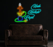 Load image into Gallery viewer, Custom Hookah Smoking Shisha Neon Sign, Neon hookah decor, Neon sheesha sign, Neon nargile sign, Neon flavored tobacco sign, Shisha bar sign