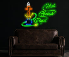 Load image into Gallery viewer, Custom Hookah Smoking Shisha Neon Sign, Neon hookah decor, Neon sheesha sign, Neon nargile sign, Neon flavored tobacco sign, Shisha bar sign