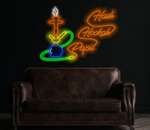 Load image into Gallery viewer, Custom Hookah Smoking Shisha Neon Sign, Neon hookah decor, Neon sheesha sign, Neon nargile sign, Neon flavored tobacco sign, Shisha bar sign