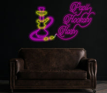 Load image into Gallery viewer, Hookah Neon Sign, Neon hookah decor, Neon sheesha sign, Neon nargile sign, Neon flavored tobacco sign, Shisha bar sign