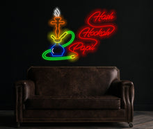 Load image into Gallery viewer, Custom Hookah Smoking Shisha Neon Sign, Neon hookah decor, Neon sheesha sign, Neon nargile sign, Neon flavored tobacco sign, Shisha bar sign