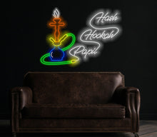Load image into Gallery viewer, Custom Hookah Smoking Shisha Neon Sign, Neon hookah decor, Neon sheesha sign, Neon nargile sign, Neon flavored tobacco sign, Shisha bar sign