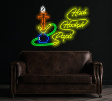 Load image into Gallery viewer, Custom Hookah Smoking Shisha Neon Sign, Neon hookah decor, Neon sheesha sign, Neon nargile sign, Neon flavored tobacco sign, Shisha bar sign