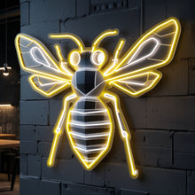 Load image into Gallery viewer, Flying Hornet Neon Sign, hornet silhouette neon sign, striped hornet neon sign, wild hornet neon sign