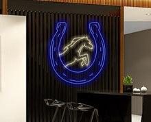 Load image into Gallery viewer, Horseshoe and Horse neon sign, Horse led neon, horseshoe led neon, rodeo led sign, western decor neon light, cowboy horse led ligh