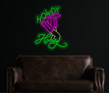 Load image into Gallery viewer, Cowboy Boots Neon Sign, howdy honey neon sign, Cowboy Hat Led Sign, Boots and Hat, Western Home Decor, Western Cowboy Wall Decor