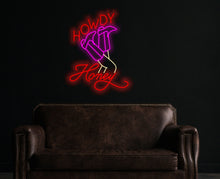 Load image into Gallery viewer, Cowboy Boots Neon Sign, howdy honey neon sign, Cowboy Hat Led Sign, Boots and Hat, Western Home Decor, Western Cowboy Wall Decor