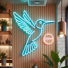Load image into Gallery viewer, Hummingbird Neon Sign, Flying hummingbird neon sign, Hovering bird neon sign