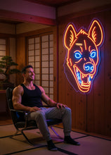 Load image into Gallery viewer, Hyena Face Neon Sign, Spotted hyena neon sign, Laughing predator neon sign