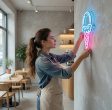 Load image into Gallery viewer, Ice Cream Cone Neon Sign – Retro Sweet Cone Shape | Bright Frozen Dessert Glow