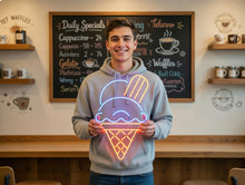 Load image into Gallery viewer, Ice Cream Cone Neon Sign, Scoop Ice Cream Neon Sign, Waffle Cone Neon Sign
