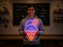 Load image into Gallery viewer, Ice Cream Cone Neon Sign, Scoop Ice Cream Neon Sign, Waffle Cone Neon Sign