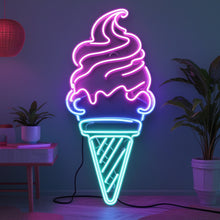 Load image into Gallery viewer, Ice Cream open Neon Sign, Ice Cream Led Sign Summer vibes neon sign, Frozen delights neon sign