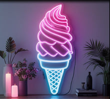 Load image into Gallery viewer, Ice Cream open Neon Sign, Ice Cream Led Sign Summer vibes neon sign, Frozen delights neon sign