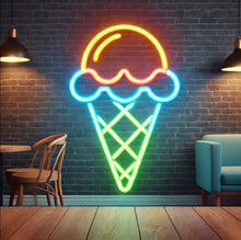 Load image into Gallery viewer, Ice Cream Neon Sign, Ice Cream Led Sign Summer vibes neon sign, Frozen delights neon sign