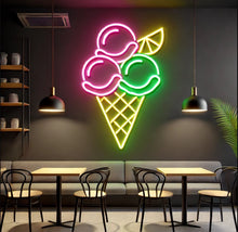 Load image into Gallery viewer, Ice Cream Neon Sign, Ice Cream Led Sign Summer vibes neon sign, Frozen delights neon sign