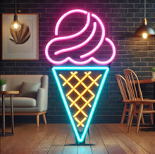 Load image into Gallery viewer, Ice Cream Neon Sign, Ice Cream Led Sign Summer vibes neon sign, Frozen delights neon sign