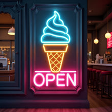 Load image into Gallery viewer, Ice Cream open Neon Sign, Ice Cream Led Sign Summer vibes neon sign, Frozen delights neon sign