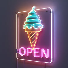 Load image into Gallery viewer, Ice Cream open Neon Sign, Ice Cream Led Sign Summer vibes neon sign, Frozen delights neon sign