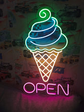 Load image into Gallery viewer, Ice Cream open Neon Sign, Ice Cream Led Sign Summer vibes neon sign, Frozen delights neon sign