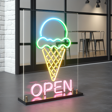 Load image into Gallery viewer, Ice Cream open Neon Sign, Ice Cream Led Sign Summer vibes neon sign, Frozen delights neon sign