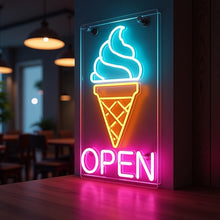 Load image into Gallery viewer, Ice Cream open Neon Sign, Ice Cream Led Sign Summer vibes neon sign, Frozen delights neon sign