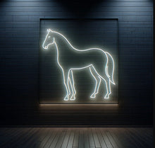 Load image into Gallery viewer, Neon horse sign, Horse silhouette neon sign, Neon horse wall decor, Horse shaped neon light, Neon horse sculpture, Horse neon art