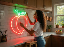 Load image into Gallery viewer, Peach Neon Sign, Fruit Led Sign