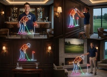 Load image into Gallery viewer, Golfer Aiming neon sign, Golf Player Swing neon sign, Golf Shot Setup neon sign
