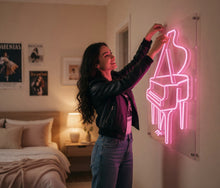 Load image into Gallery viewer, Piano Neon sign – Grand Piano Silhouette & Musical Keys | Classical Instrument Performance sign