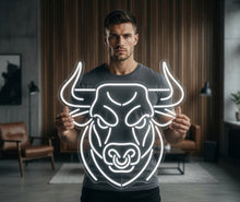 Load image into Gallery viewer, Bull Head neon sign, Charging Taurus Neon Sign, Powerful Horned Beast Neon Sign