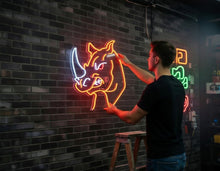 Load image into Gallery viewer, Rhino Neon Sign – Fierce Glow LED Accent | Custom Neon Artwork For Safari-Inspired Spaces
