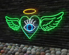 Load image into Gallery viewer, Heart Wings Halo Eye Neon Sign, Sacred Heart Neon Sign, Spiritual Yoga Neon Sign