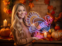 Load image into Gallery viewer, Turkey Neon Sign – Thanksgiving Turkey Light for Kitchen, Bar or Holiday Decor