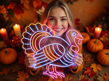 Load image into Gallery viewer, Turkey Neon Sign – Thanksgiving Turkey Light for Kitchen, Bar or Holiday Decor