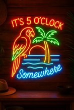 Load image into Gallery viewer, 5 O'clock Somewhere Neon Sign, Beach Bar Neon Sign, Ocean Palm Neon Sign Multicolor